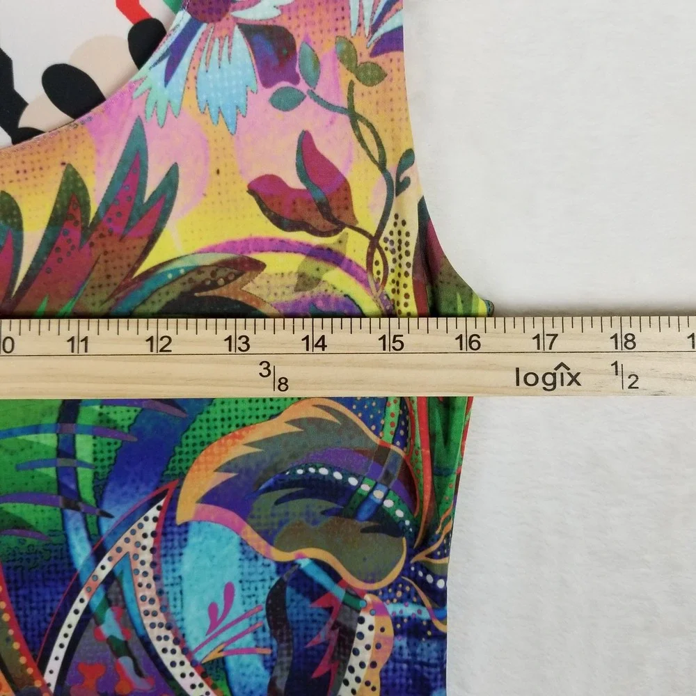 Nally & Millie Reversible Shift Dress Womens Medium Multicolor Floral Geometric